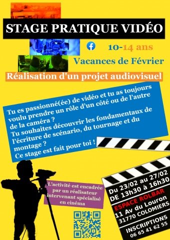 STAGE PRATIQUE VIDÉO Toulouse 10-14 ans Vacances de Février.